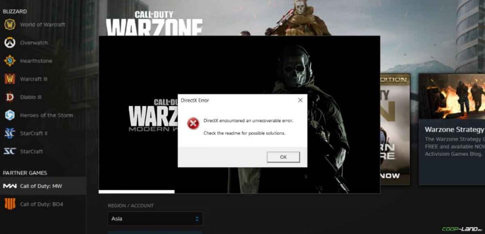cod warzone DirectX error