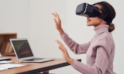 Woman Using Virtual Reality Goggles